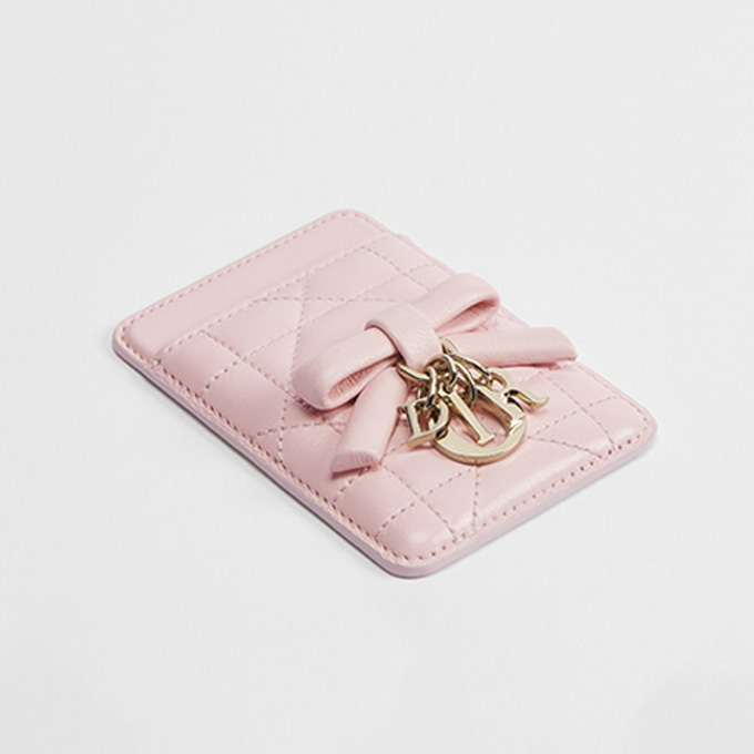 dior lady dior cannage quilted lambskin magnetic card holder